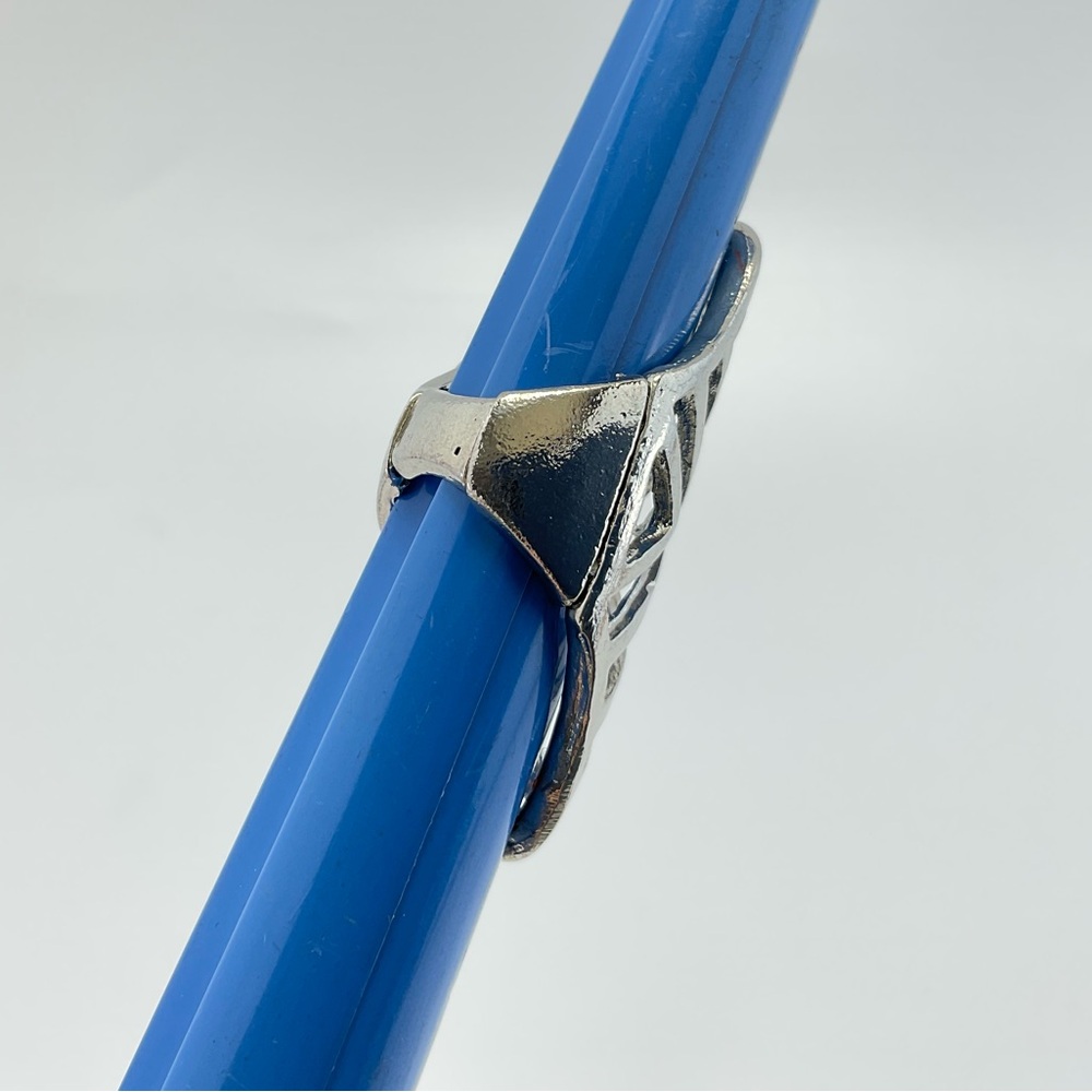 Silver Geometric Cocktail Ring, Stretch Statement… - image 8